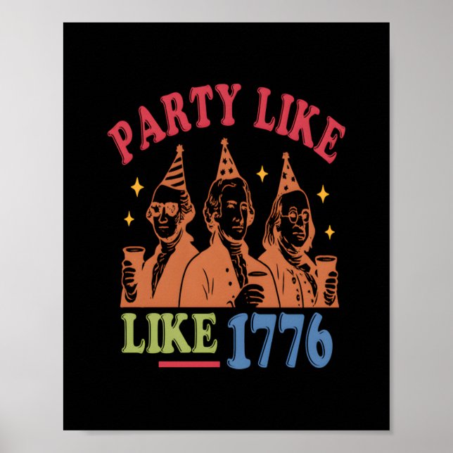 Party som 1776 Retro-Vintage Poster (Framsidan)