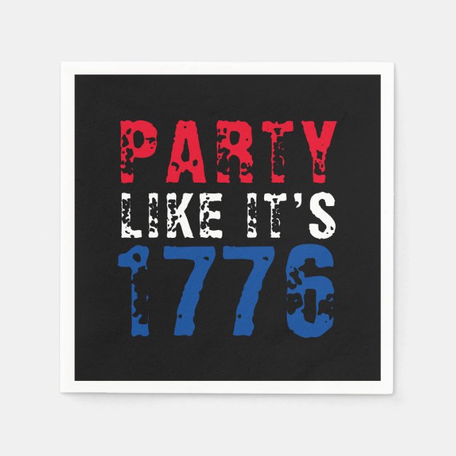 Party som 1776 rött vitt blått typografi pappersservett (Framsidan)