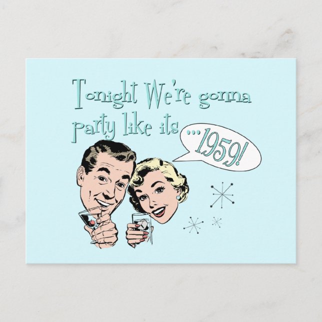 Party som 1959! vykort (Framsida)