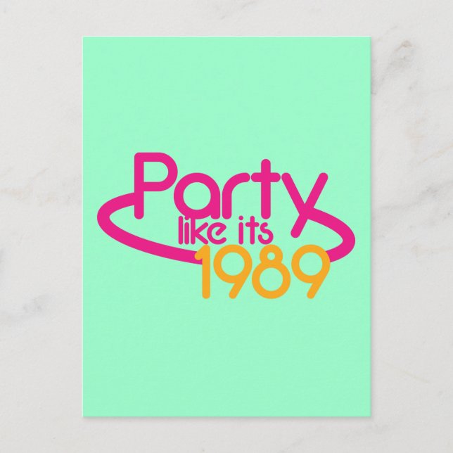 PARTY som 1989 Inbjudan Vykort (Framsida)