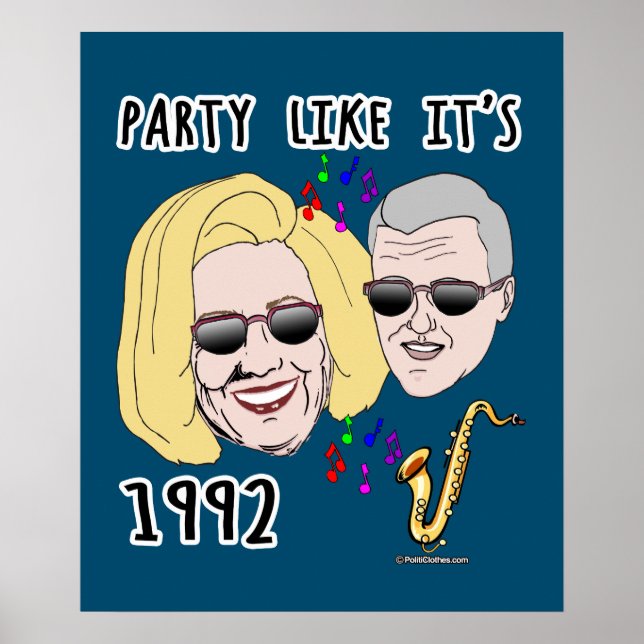 Party som 1992 med Bill och Hillary Poster (Framsidan)