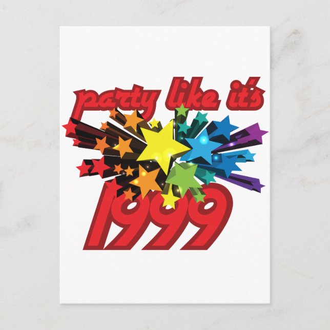 Party som 1999 - Stjärna kraft Inbjudan Vykort (Framsida)