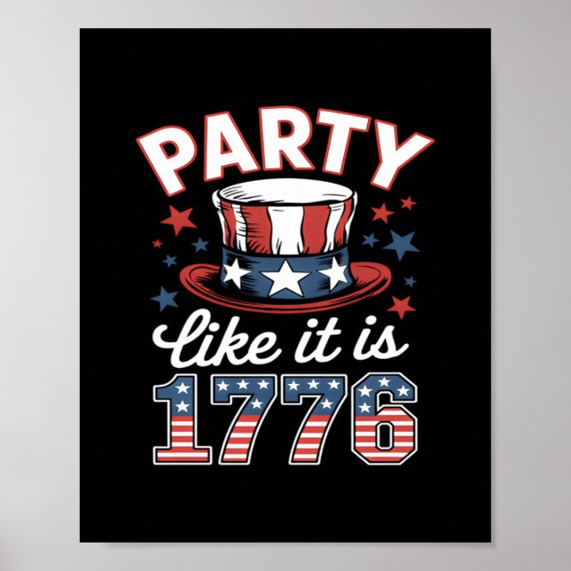 Party som det är 1776 4 juli Amerika Oberoende Poster (Framsidan)