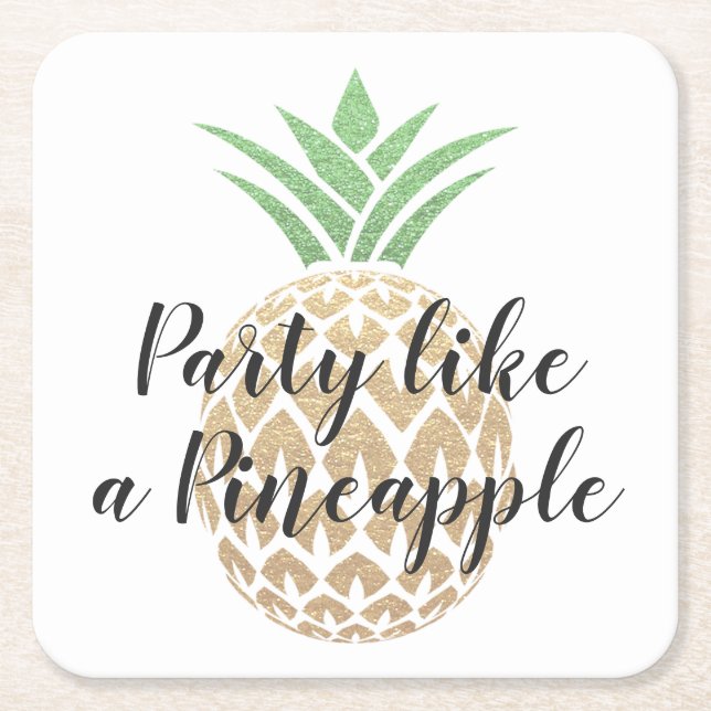 Party som en ananas födelsedag Underlägg Papper Kvadrat (Framsidan)