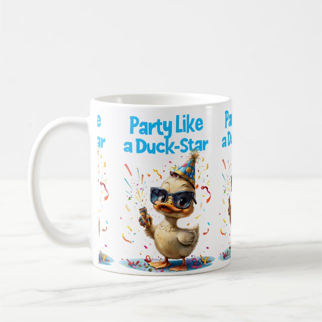 Party som en Anka-stjärna - Roligt Firande design Kaffemugg (Vänster)