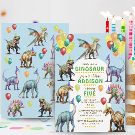 Party som en dinosaurir-Roligt och en kute-ballong Inbjudningar