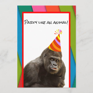 Party som en djurgorilla med höftfödelsedag inbjudningar