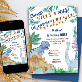 Party som en inbjudan till Dinosaur Boys Birthday