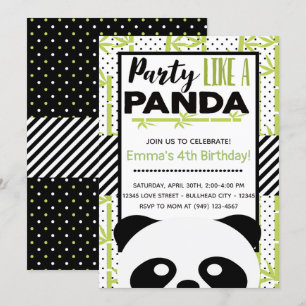 Party som en inbjudan till Panda Barns födelsedag