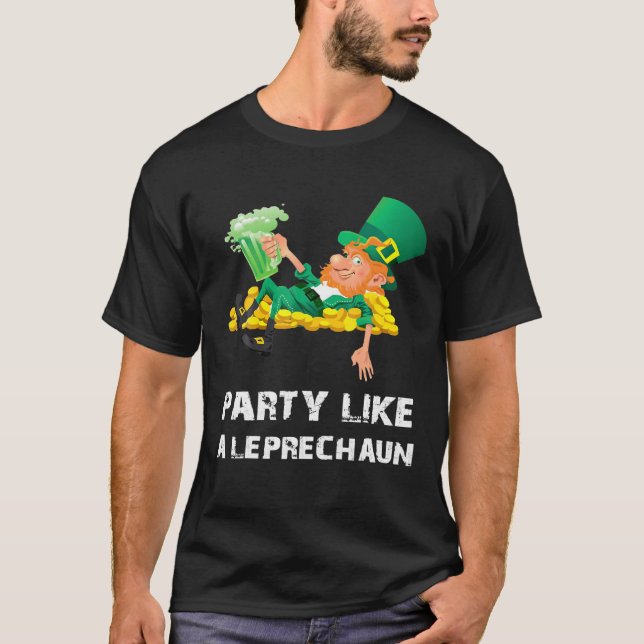 Party som en Leprechaun St patricks day Funny Beer T Shirt (Framsida)