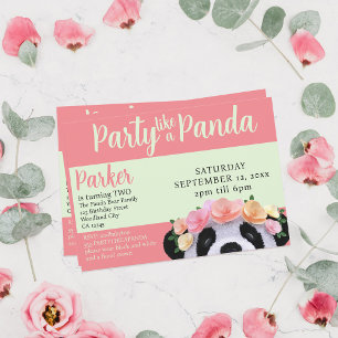 Party som en Panda Bear Girl's Birthday-inbjudan Inbjudningar