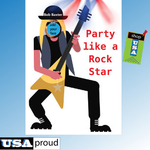 Party som en rakstjärna 🎸 Lägg till Ansikte 40:e Inbjudningar