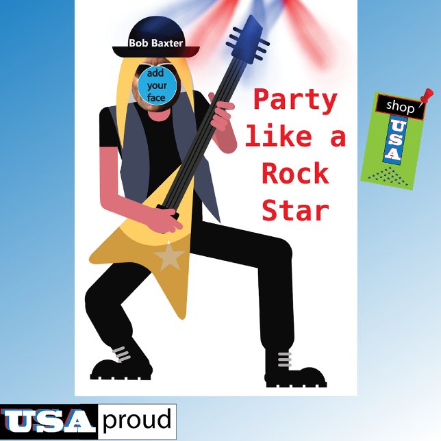 Party som en rakstjärna 🎸 Lägg till Ansikte 40:e Inbjudningar (Skapare uppladdad)