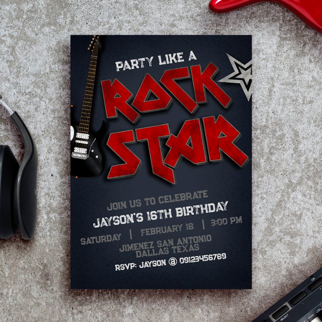 Party som en Rockstar-inbjudan Inbjudningar (Party Like a Rockstar Invitation)