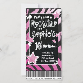 Party som en Rockstar-Rosa-inbjudningsmall