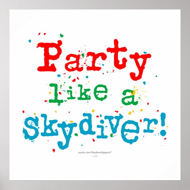 Party som en SKYDIVER! Poster (Framsidan)