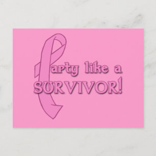 Party som en Survivor med Rosa Ribbon Inbjudan Vykort