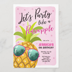 Party som en Tropik för ananas födelsedag Inbjudningar