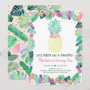 Party som en tropisk Blommigt av ananas Inbjudningar