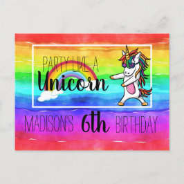 Party som en Unicorn Birthday Inbjudan Vykort