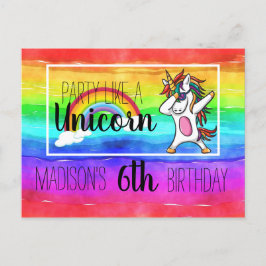 Party som en Unicorn Dabbing Dance Birthday Inbjudan Vykort