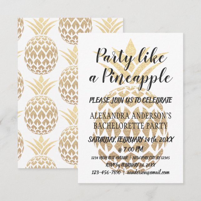 Party som ett ananas-Bachelorette-parti Inbjudningar (Fram/baksida)