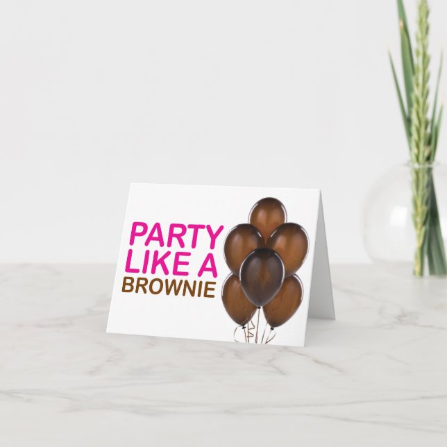 Party som ett Brownie Birthday Card (Rosa) Kort (Framsida)