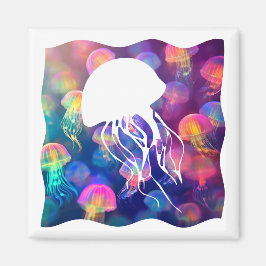 Party som ett Jellyfish Silhouette-Anpassade Magnet