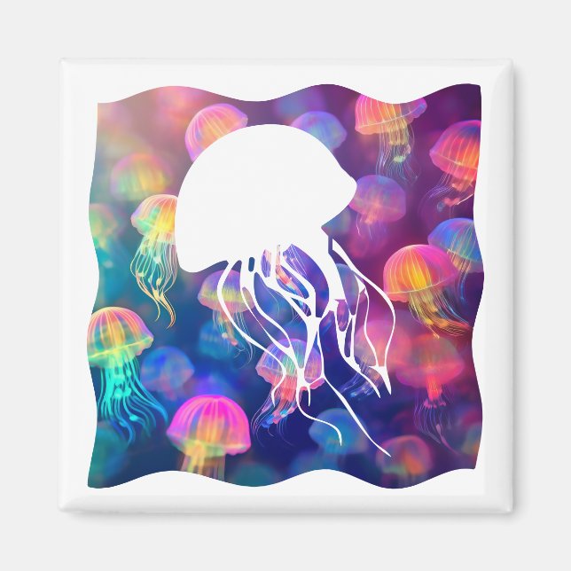 Party som ett Jellyfish Silhouette-Anpassade Magnet (Framsidan)