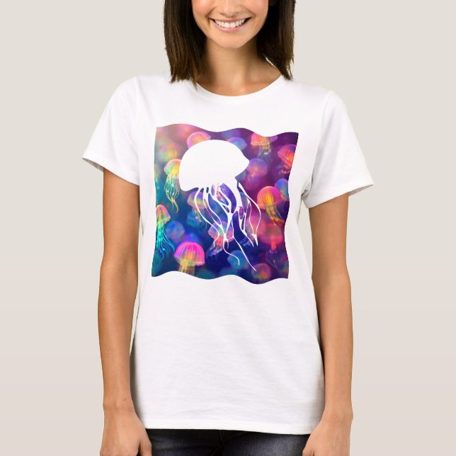 Party som ett Jellyfish Silhouette-Anpassade T Shirt (Framsida)