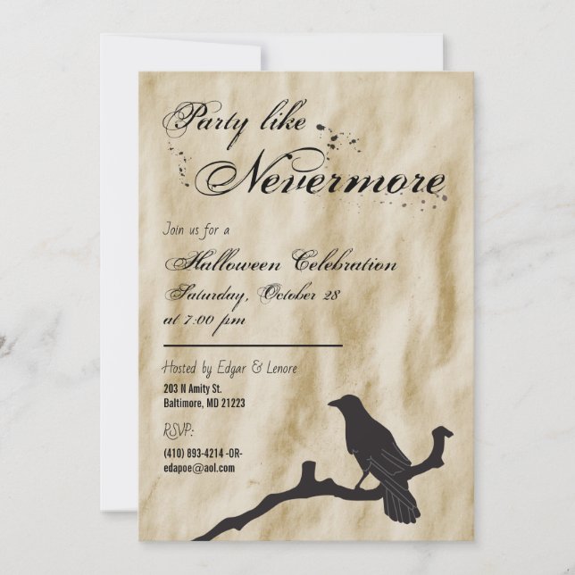 Party som Ickmore Raven Silhouette Halloween Inbjudningar (Framsida)