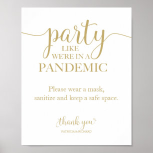 Party som om vi är i ett pandemiskt sunt tecken poster