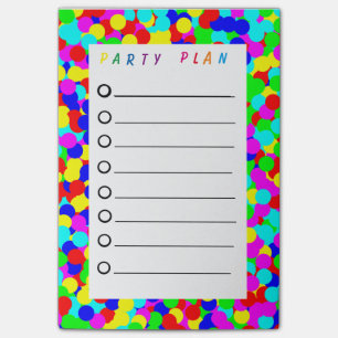 Party som planerar kontrollistan post-it block