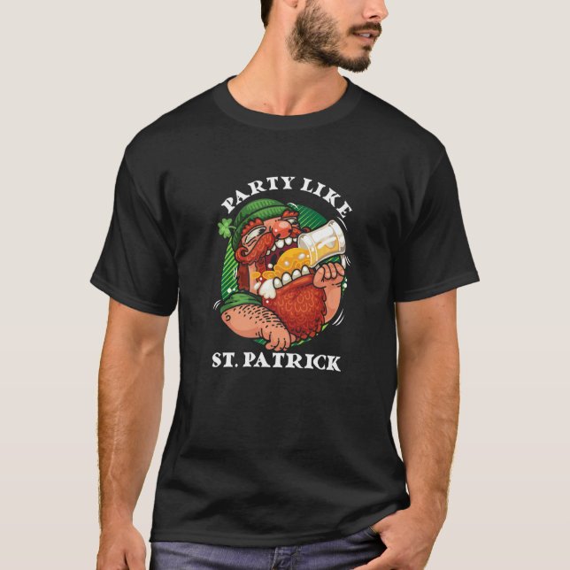 Party som St. Patrick Funny Irish Drinking Beer T Shirt (Framsida)