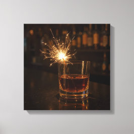 Party Sparkler In a Glass Of Whiskey Canvastryck