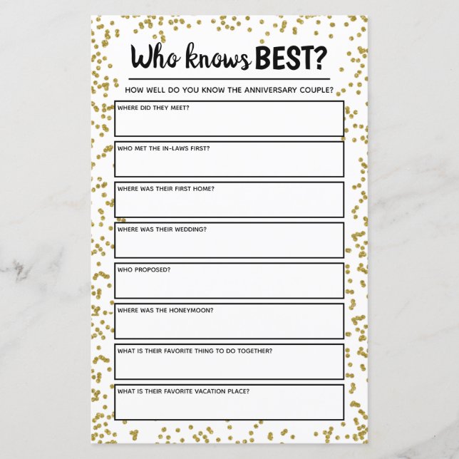 Party-spelet Golden Bröllop-årsdagen (Framsida)