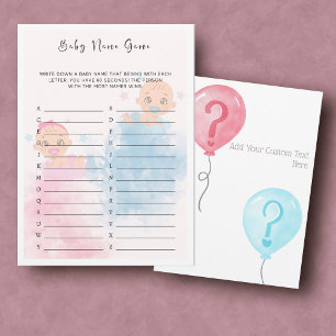 Party-spelkortet Baby Namn Gender Reveal Inbjudningar