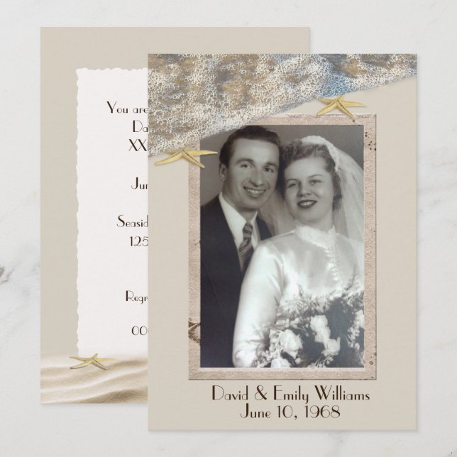 Party Starfish Photo Ram Inbjudningar (Fram/baksida)