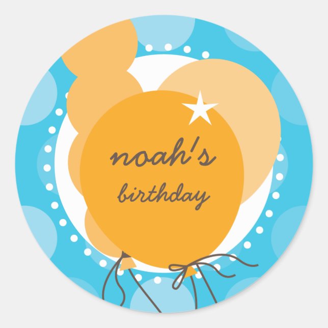 PARTY STICKARE: ballonger 2 Runt Klistermärke (Framsida)