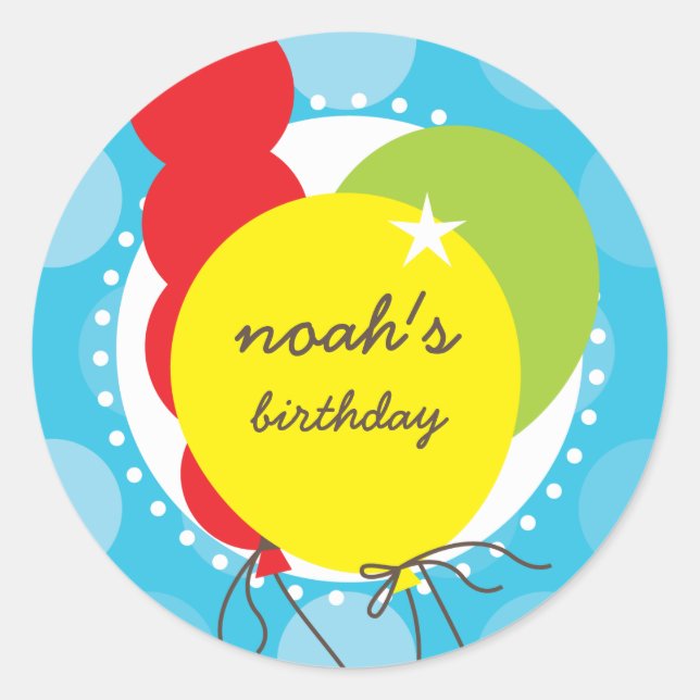 PARTY STICKARE: ballonger 3 Runt Klistermärke (Framsida)