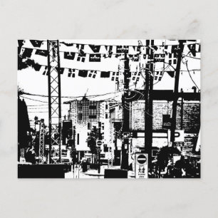 Party Street Rue Laval Hull Gatineau Black n White Vykort