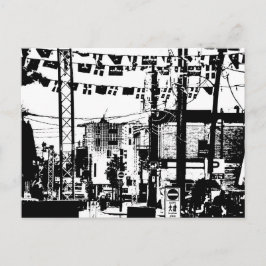 Party Street Rue Laval Hull Gatineau Black n White Vykort