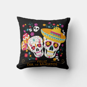Party Sugar Döskallar Lycklig Day of the dead Kudde