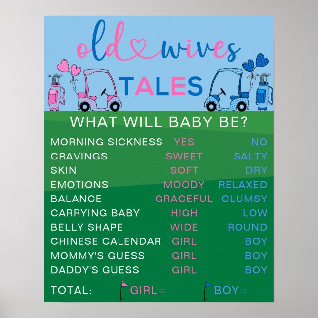 Party-tecken på gamla fruar Tales Golf Gender Reve Poster (Framsidan)