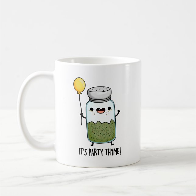 Party Thyme Funny Herb Pun Kaffemugg (Vänster)
