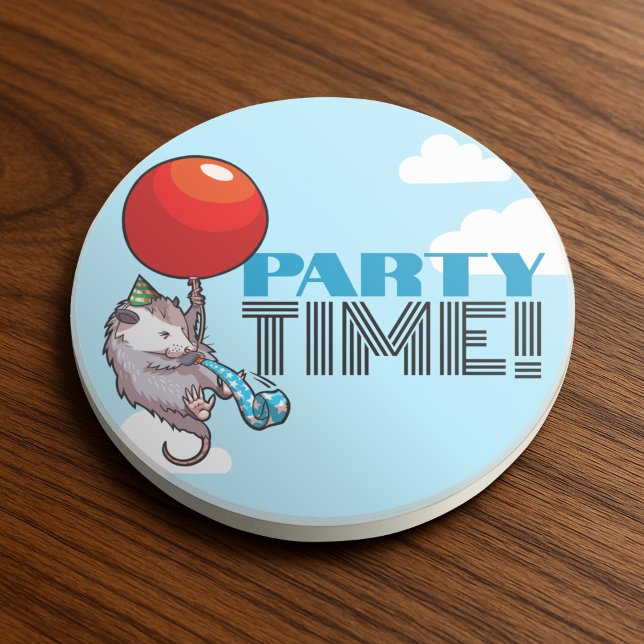 PARTY TID! Party Possum Funny Flytande Opossum Underlägg (Skapare uppladdad)