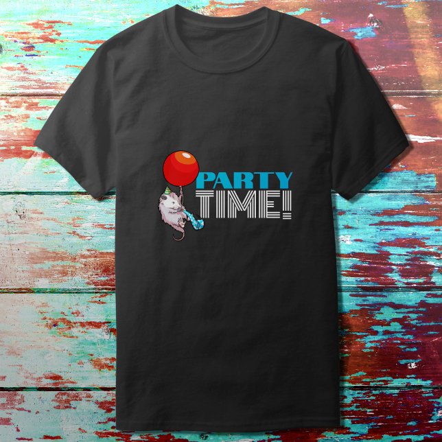 PARTY TID! Party Possum funny Opossum-lätt text T Shirt (Skapare uppladdad)