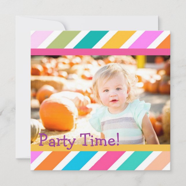 Party Tiime Girls födelsedagsinbjudan Inbjudningar (Framsida)