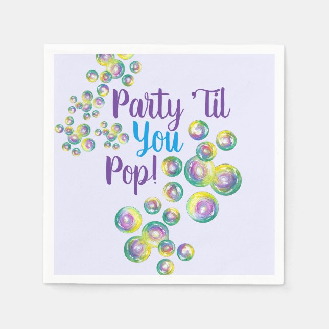 Party Til du poppande bubblor Iridescent Pappersservett (Framsidan)