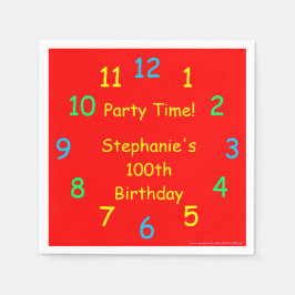 Party Time, 100 Birthday, Red Clock, Namn, Papper Pappersservett
